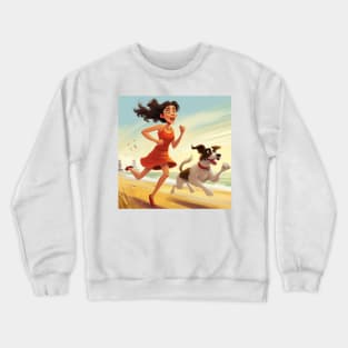 Running on the Beach with her pal Crewneck Sweatshirt